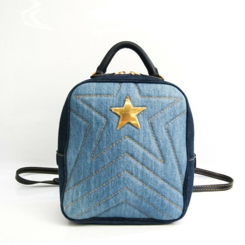 Authentic Stella McCartney Stella Star Leather, Denim Backpack - Picture 1 of 8